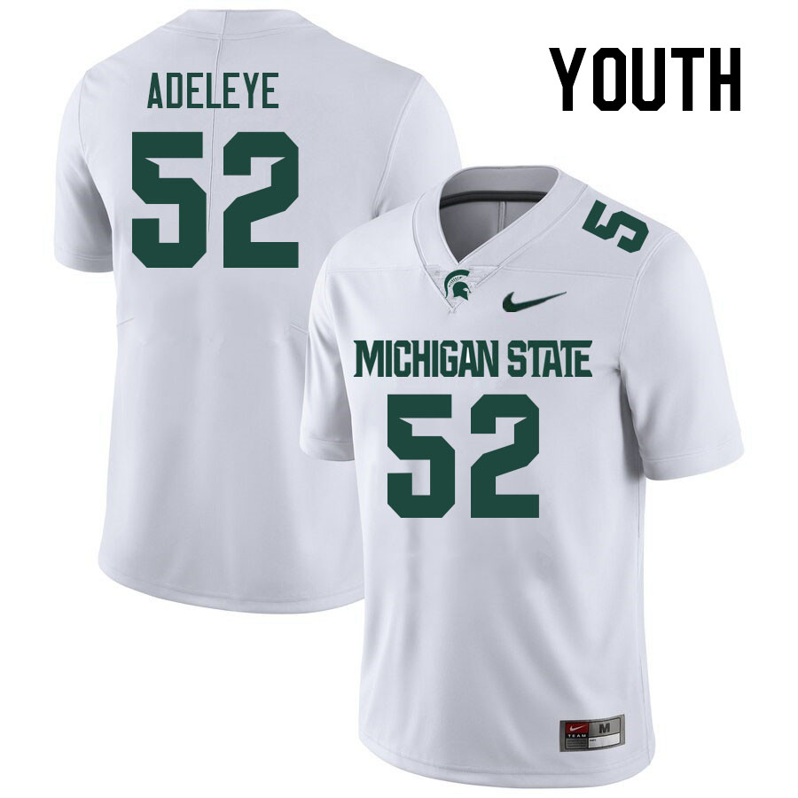 Youth #52 Tunmise Adeleye Michigan State Spartans College Football Jerseys Stitched-White